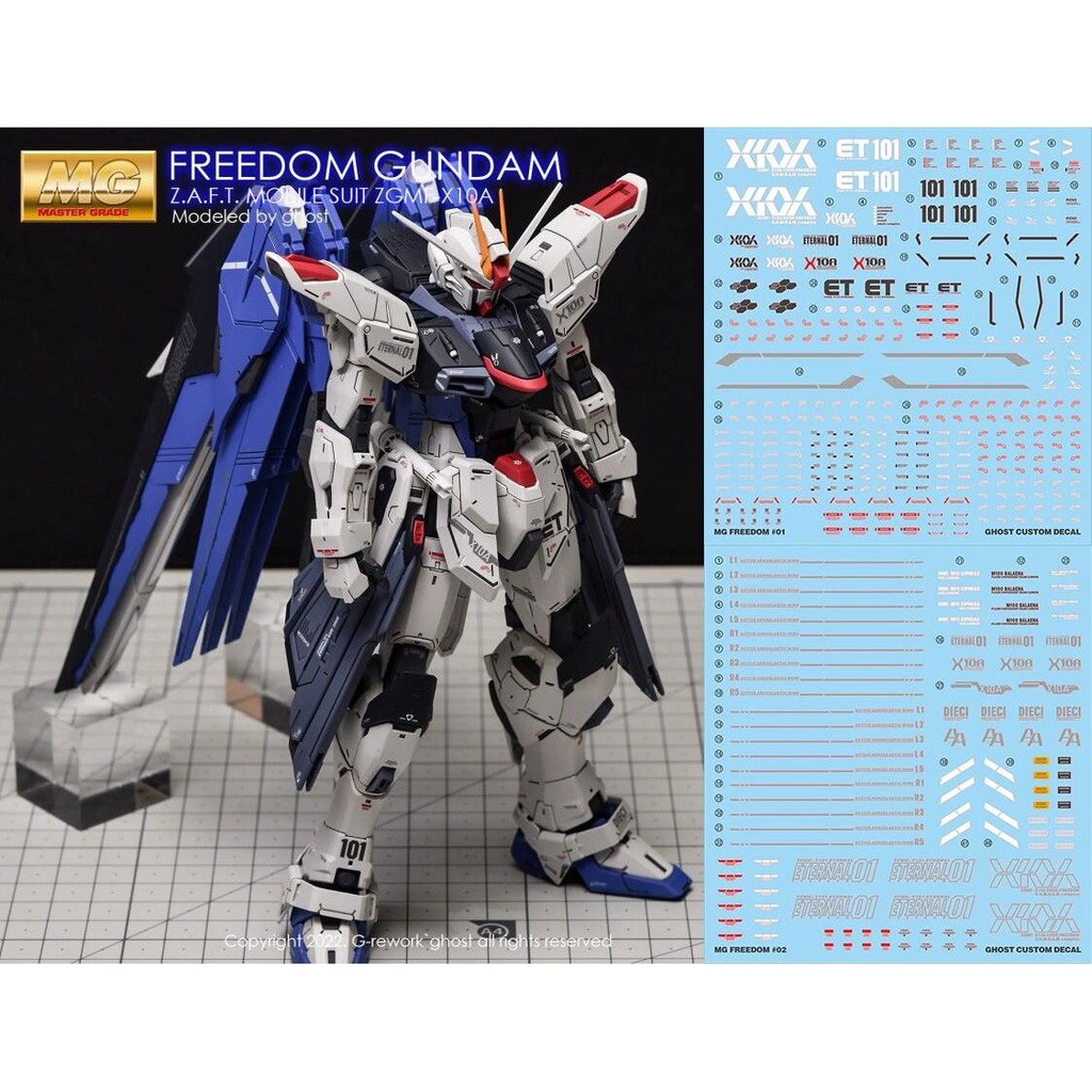 ✅พร้อมส่ง🔥 ดีคอลน้ำ DECAL [GHOST] MG 1/100 ZGMF-X10A Freedom สะท้อนแสงแบล็คไลท์