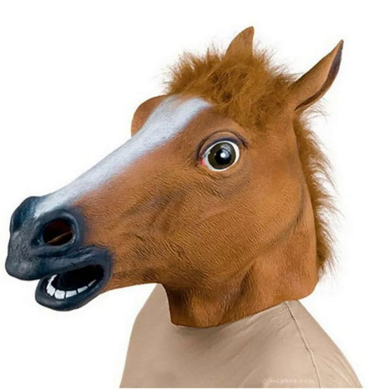 Horse Mask Halloween Horse Head Mask Latex Creepy Animal Costume Theater Prank Crazy Party Halloween
