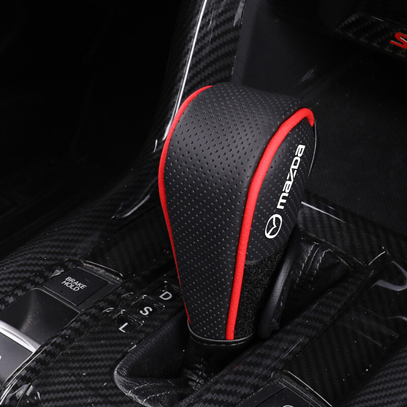 หนัง PU เกียร์รถเกียร์ Shift Knob ป้องกันมือเบรค Anti-slip สําหรับ Mazda 2 3 6 323 CX3 CX4 CX5 CX8 CX30 BT50