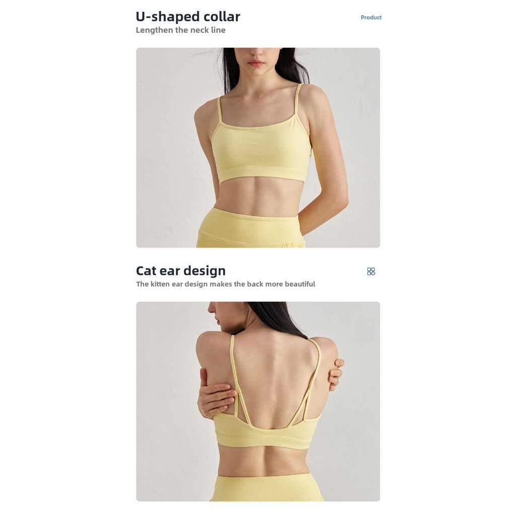 Yoga Sports Bra Spaghetti Straps Moisture-wicking ราคา ถูกที่สุด ดีลบีเคเค แกลเลอรีภาพที่ 9