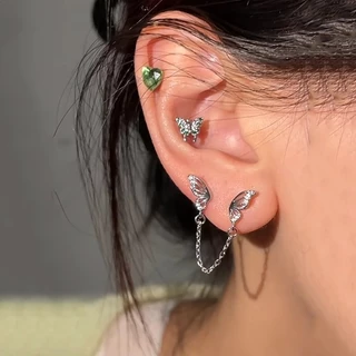Roselife 1 Pc Silver Shining คริสตัลผีเสื้อสกรูต่างหูสําหรับผู้หญิงแฟชั่น Pierced หู Studs