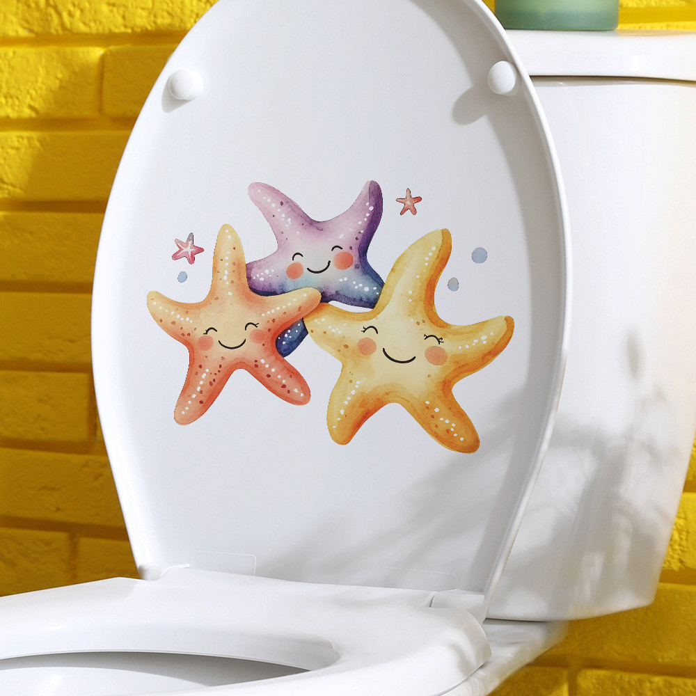Charming การ์ตูน Sea Star ห้องน้ําสติกเกอร์ห้องน้ํา,สติกเกอร์ตกแต่งบ้านสําหรับห้องน้ําออกแบบปลาดาวน่ารัก