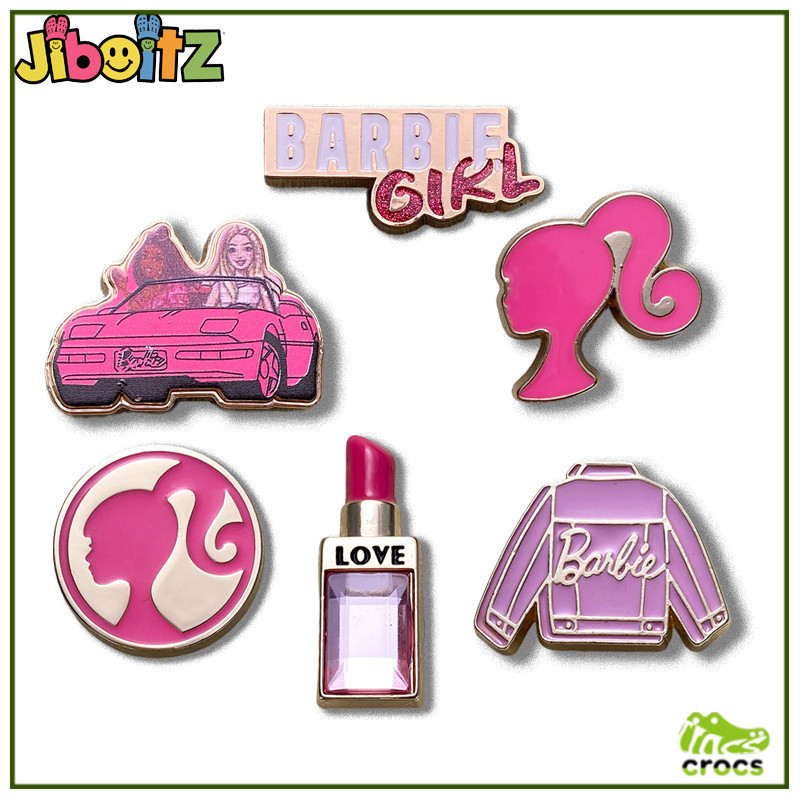 100% สินค้าคล้ายกับ Metal jibbitz crocs charm barbie Shoe Buckle Pink Girl Hole Shoe Accessories