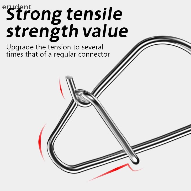 Erudent 100 ชิ้นคลิปตกปลา Fast Crankbait Snaps เหยื่อตกปลาตัวเชื่อมต่อตกปลาน้ําเค็ม Duo ล็อคล่อสแตนเลสใหม่