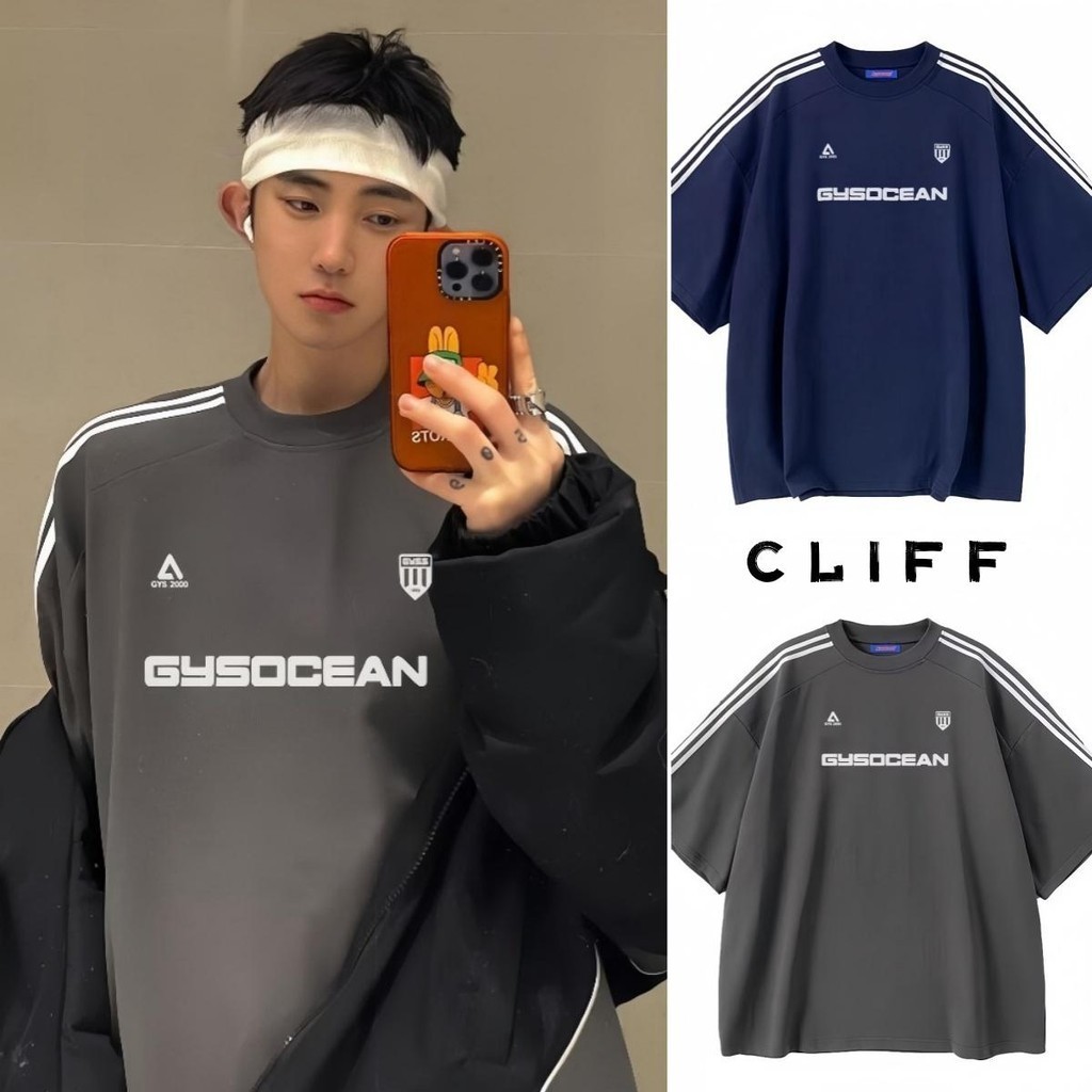 CLIFF MEN เสื้อยืดผู้ชาย สไตล์อเมริกันสตรีท oversize M-3XL Casual Crew Neck Plain