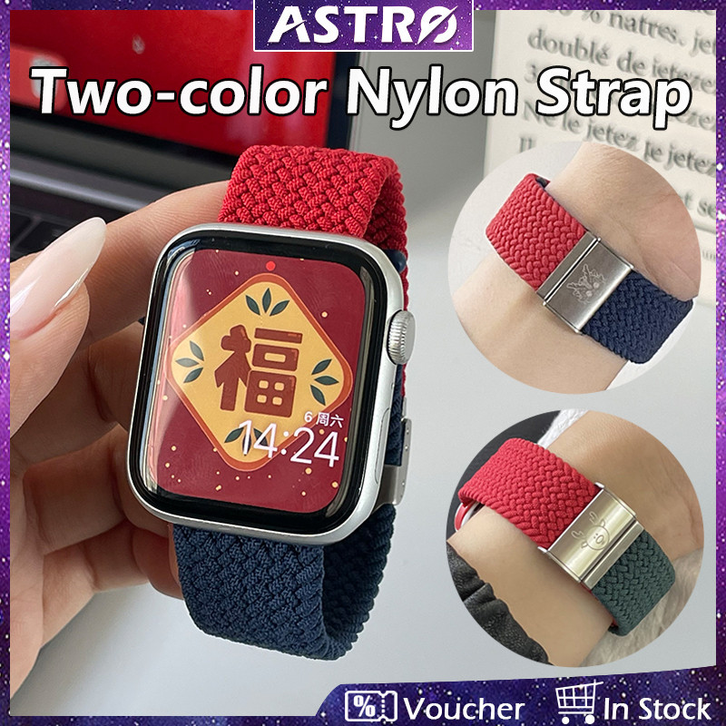 Astro สายนาฬิกาข้อมือไนล่อน ลายมังกรนําโชค กวางน่ารัก สองสี สําหรับ iWatch Ultra SE Series 9 8 7 6 5 4 3 2 1 Apple Smart Watch 49 มม. 45 มม. 41 มม. 44 มม. 40 มม. 42 มม. 38 มม.