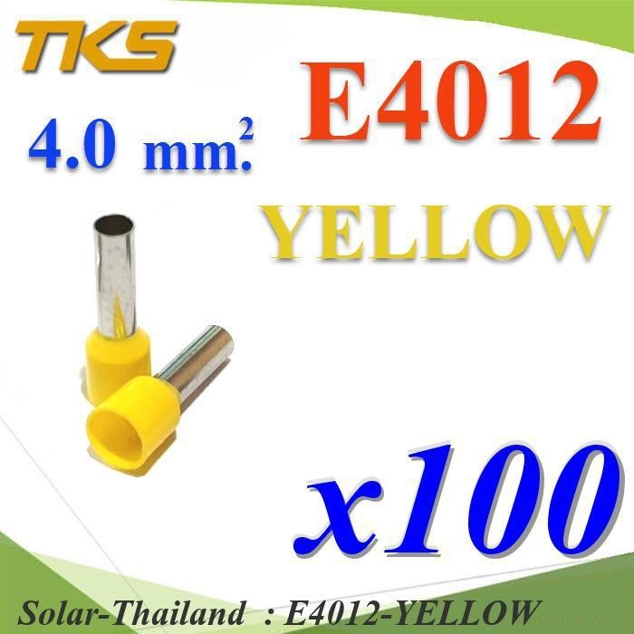 หางปลากลม คอร์ดเอ็น แบบมีฉนวน สำหรับสายไฟ ขนาด 6.0 Sq.mm (สีเหลือง แพค 100 ชิ้น) รุ่น E6012-YELLOW