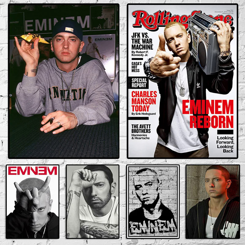 Eminem โปสเตอร์ 8 Mile โปสเตอร์ Hip Hop Rapper นักร้อง Eminem โปสเตอร์ผ้าใบภาพวาดตกแต่งบ้าน Wall Art