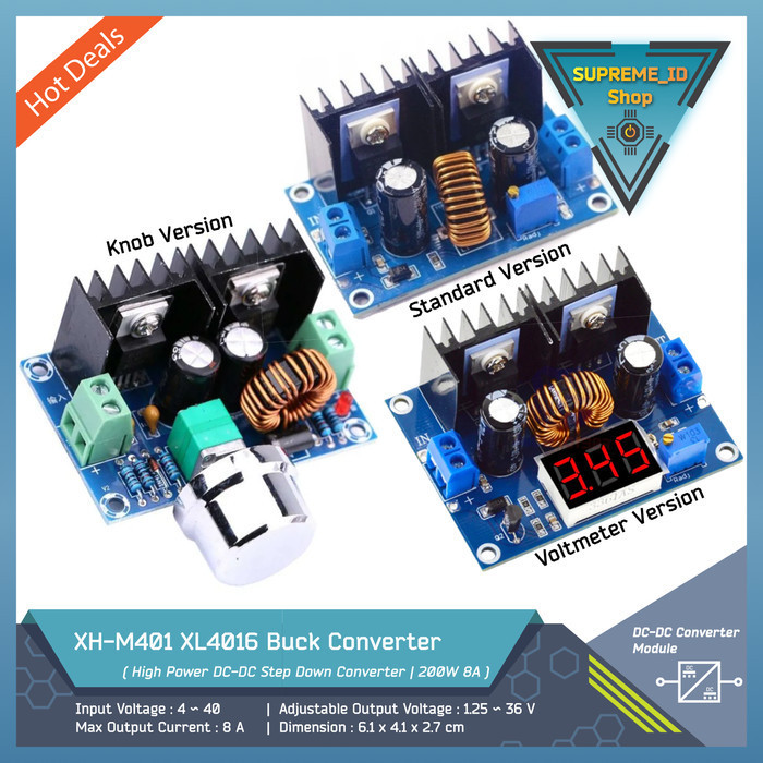 XH-M401 XH-M404 XL4016 DC ขั้นตอนลงตัวควบคุมแรงดันไฟฟ้า Buck Converter | 8A 200W
