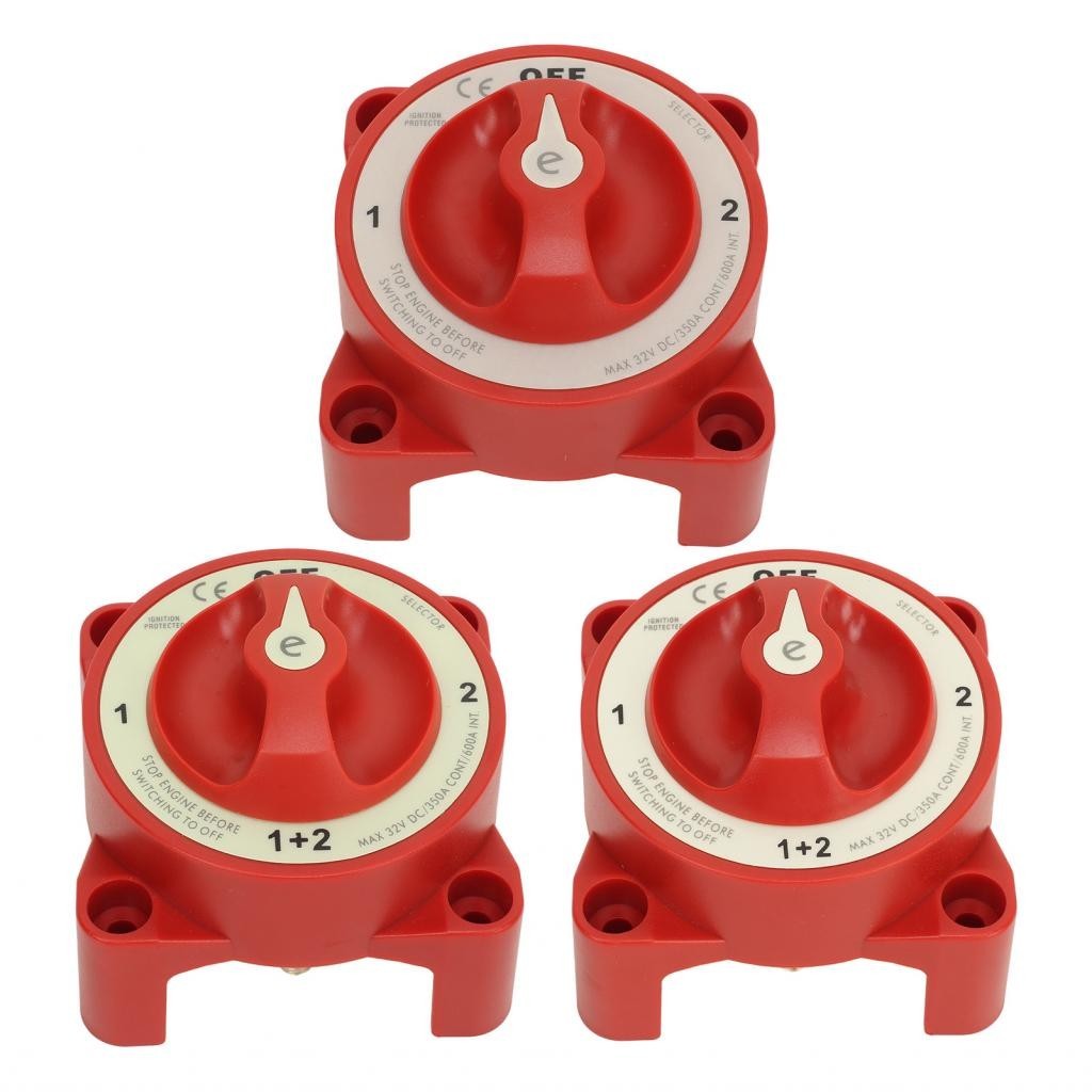 Battery Selector Switch Ignition Protected 3 Studs Rotary Knob Disconnect for RV Marine Automotive