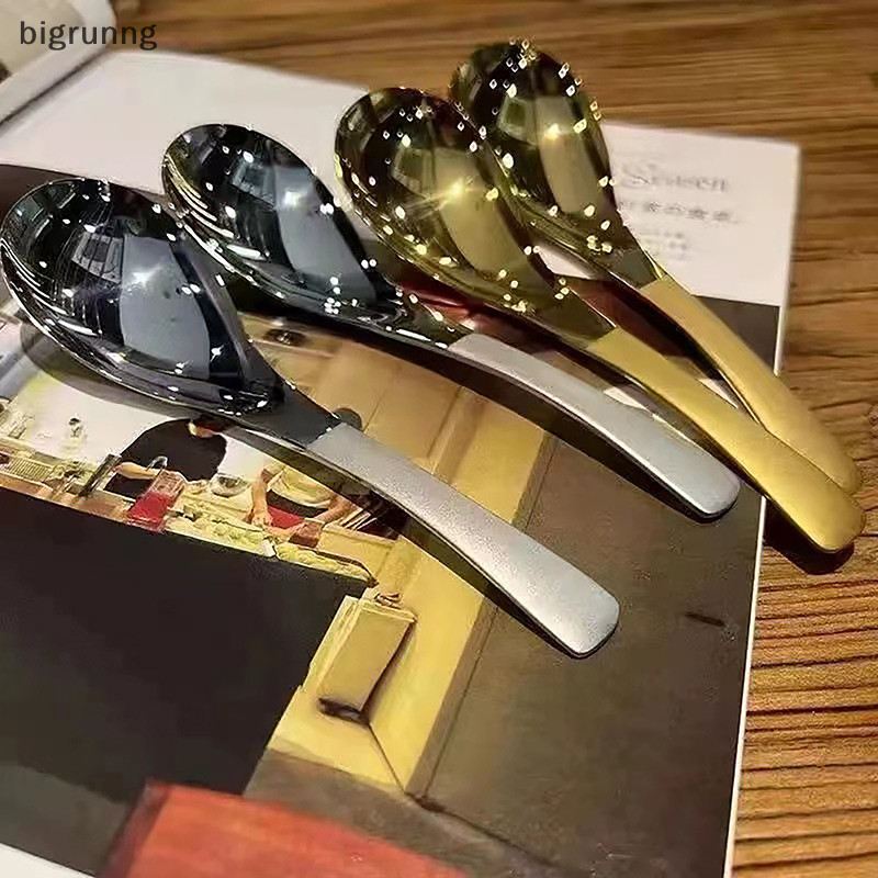 Bigrunng ทางเลือกอื่น ช้อนสแตนเลสเกาหลีด้ามยาวบนโต๊ะอาหารข้นกวนน้ําแข็งช้อนอาหารช้อนอาหารค่ําในครัวเรือนช้อนส้อมขนม ดร SG - รูปที่ 4