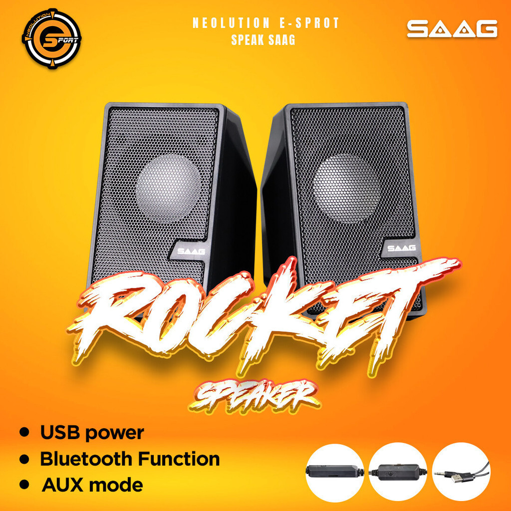 SAAG Bluetooth Speaker ROCKET (D70BT) ลำโพงฟังเพลง ลำโพงเล่นเกม ลำโพงบลูทูธ