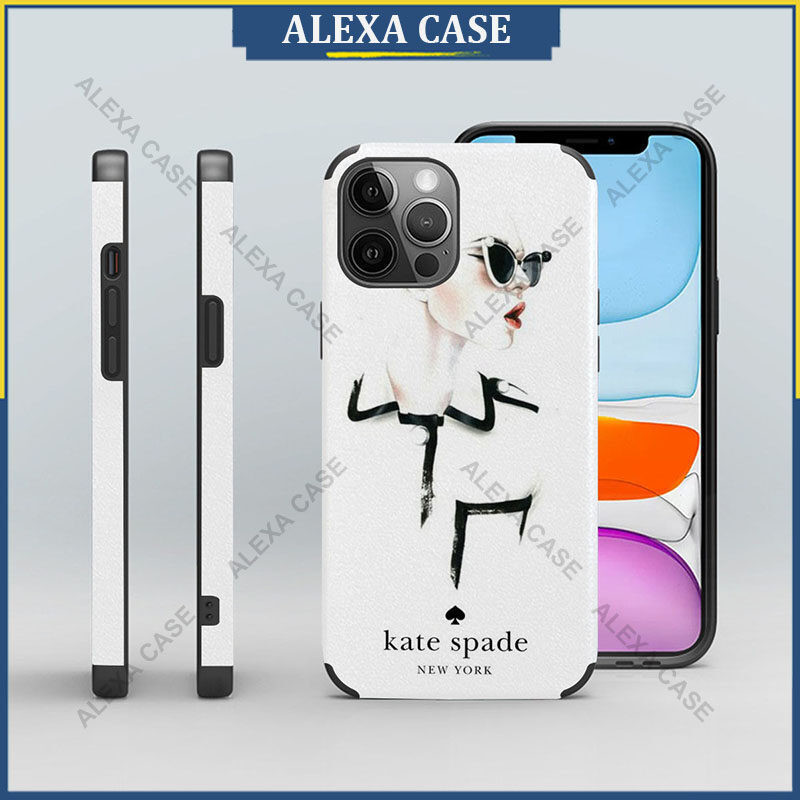 เคสป้องกันโทรศัพท์มือถือหนังแกะ ลาย Kate Spade สําหรับ iPhone 15 Pro Max 14 Pro Max 13 Pro Max 12 Pro Max XS Max 8 Plus SE MY389K