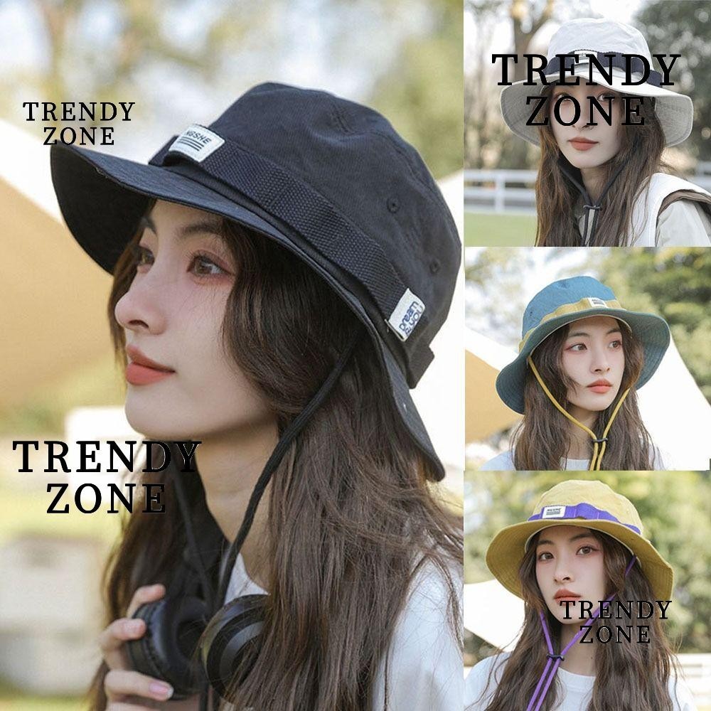 Trendyzone หมวกบักเก็ต ผ้าแคนวาส แบบพับได้ แฟชั่นสําหรับผู้ชาย และผู้หญิง เหมาะกับการตกปลา