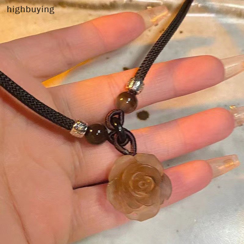 [highbuying] ใหม่ สไตล์จีน ลูกปัดดอกคามิเลีย สันติภาพ จี้สร้อยคอ สร้อยคอโซ่ เครื่องประดับ ของขวัญ พร้อมส่ง