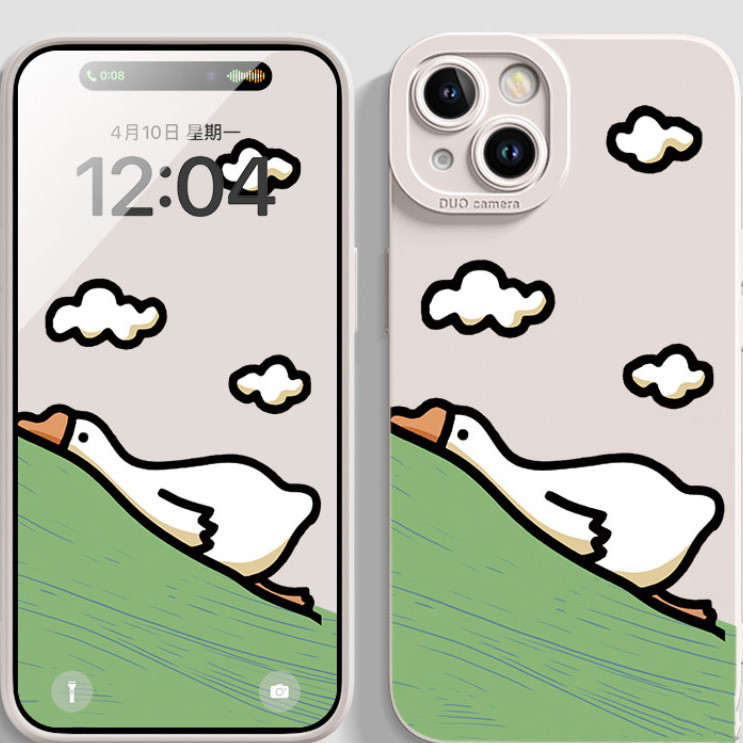 [จัดส่งในประเทศ] เคสโทรศัพท์ห่านขาวขนาดใหญ่ที่รองรับ TPU สำหรับ iPhone 11 13 12 14 12 Pro Max X XR XS Max 7 8 14 15 Plus