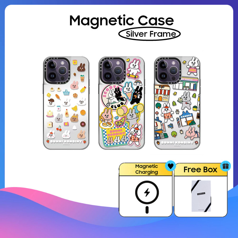 Casetify เคสโทรศัพท์มือถือ Pc พลาสติกแข็ง กรอบสีเงิน สําหรับ iPhone 11 12 13 14 15 Pro Max