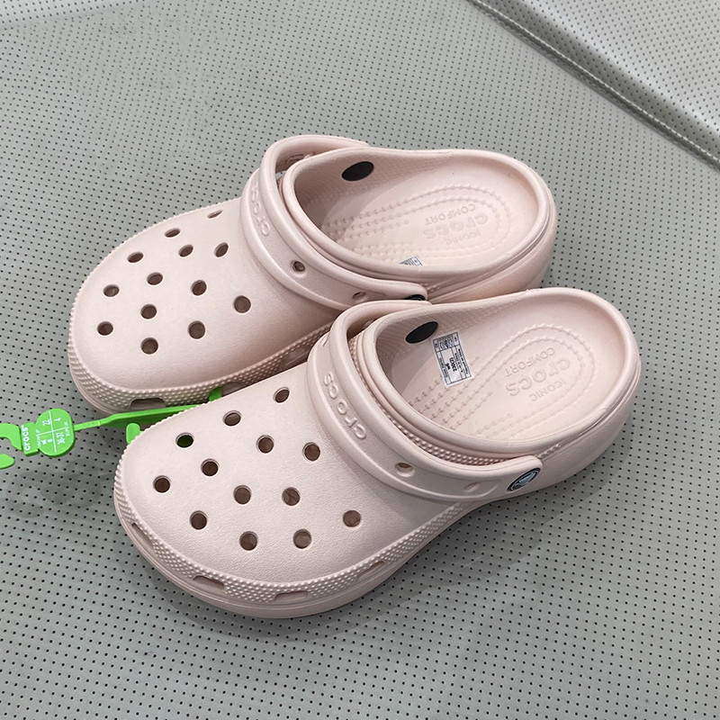 crocs platform แท้ รองเท้าแตะพื้นหนา พื้นนิ่ม กันลื่น สีชมพู เหมาะกับเดินชายหาด 206750