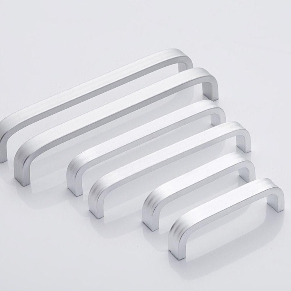 WELLNESSSPOT ที่จับเฟอร์นิเจอร์, 64 มม./96 มม./128 มม.ตู้ประตูสีเงินที่จับตรง,ฮาร์ดแวร์เฟอร์นิเจอร์ Minimalist อลูมิเนียมอัลลอยด์ทนทานลูกบิดประตูห้องครัว - รูปที่ 2