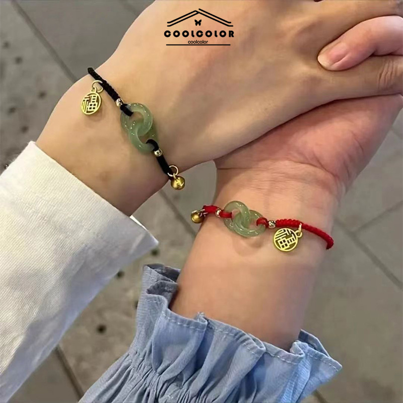 ในไทย สร้อยข้อมือเชือกถักใหม่สไตล์จีนลมเฉพาะออกแบบผิงอันปุ่มสตริงของขวัญเพื่อนสาวcoolcolor-th.COD