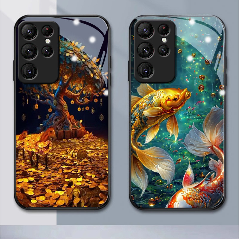Gold coinZZDIY เคสโทรศัพท์มือถือแบบแก้ว กันกระแทก กันฝุ่น สําหรับ Samsung S22Ultra s8plus s9 s23 s23