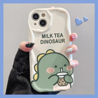 【ส่งจากไทย】จัดส่งภายใน 48 ชั่วโมง 3Dการ์ตูนไดโนเสาร์มีความสุข เคสสำหรับไอโฟน11 For iPhone 11 12 13Pro Max 7 8 Plus SE2