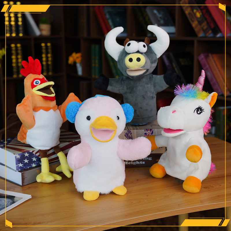 [คลังสินค้าพร้อม ข้อเสนอพิเศษ] ของเล่นตุ๊กตาหุ่นมือการ์ตูนสัตว์แสนสนุก