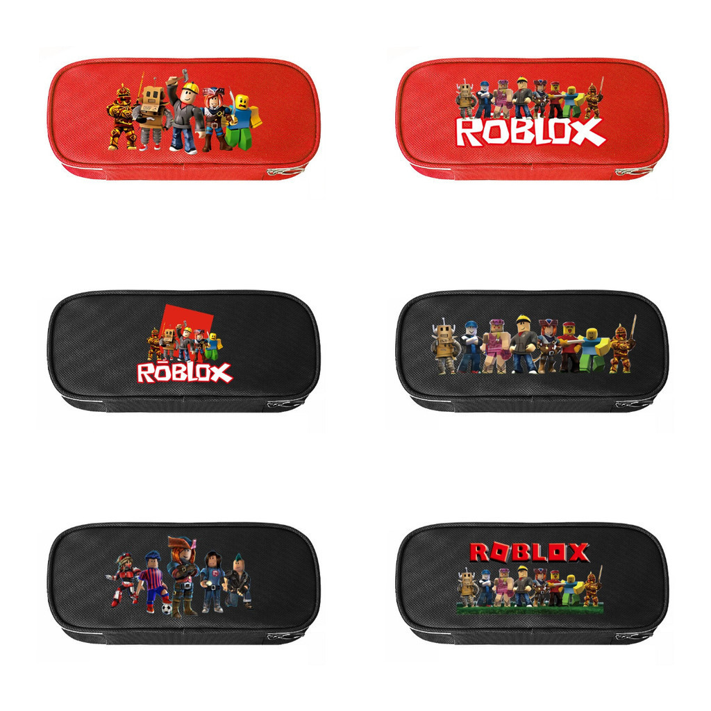 R ROBLOX กระเป๋าดินสอ กระเป๋าเครื่องเขียน ผ้าแคนวาส มีซิป ลายเกม สําหรับนักเรียน