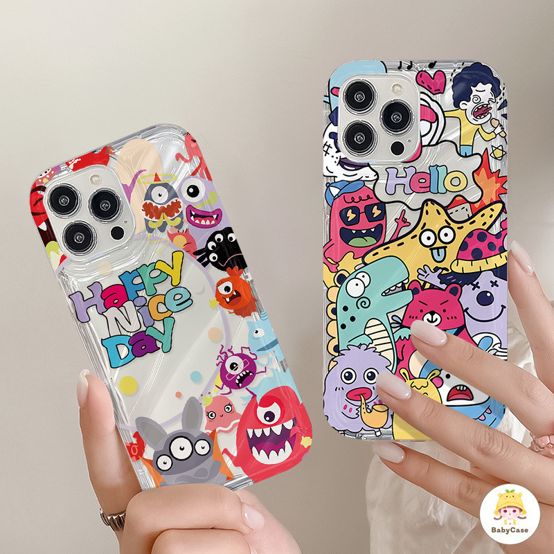 การ์ตูนน่ารักตลกมอนสเตอร์ 3D สเตอริโอ เคสนุ่มสำหรับ IPhone 15 11 13 12 14 Pro Max XR 7 6 14 6s 8 15 Plus X XS Max