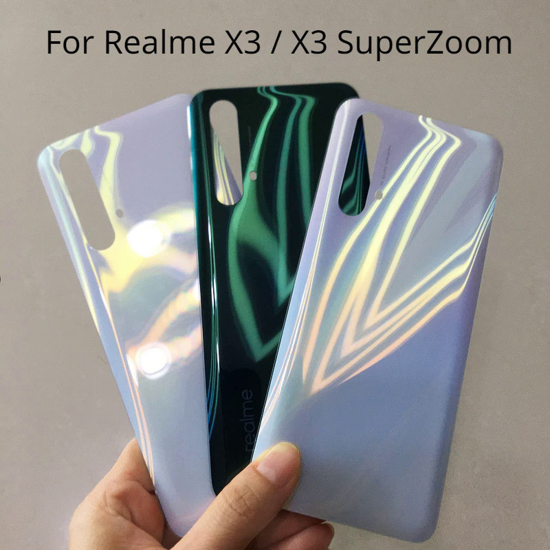 เคสแบตเตอรี่กระจก 6.6 นิ้ว X3 และสติกเกอร์โลโก้ สําหรับ Realme X3 SuperZoom