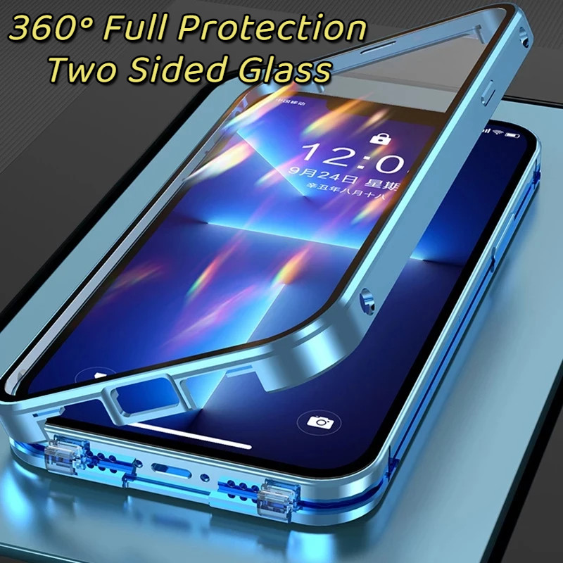เคสโทรศัพท์มือถือแบบแก้ว แม่เหล็ก สองด้าน สําหรับ Samsung Galaxy A12 M12 A22 A32 A33 A52 A52S A13 4G A13 5G
