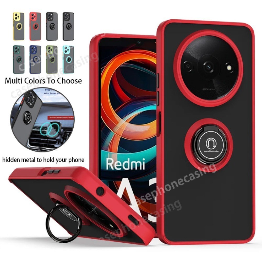 เคสโทรศัพท์มือถือ ผิวด้าน พร้อมแหวนแม่เหล็กตั้งโทรศัพท์ อเนกประสงค์ สําหรับ Xiaomi Redmi A3 A 3 A2 A1 A2+ A1+ RedmiA3 Mia3 Mia2 Mia1 2024