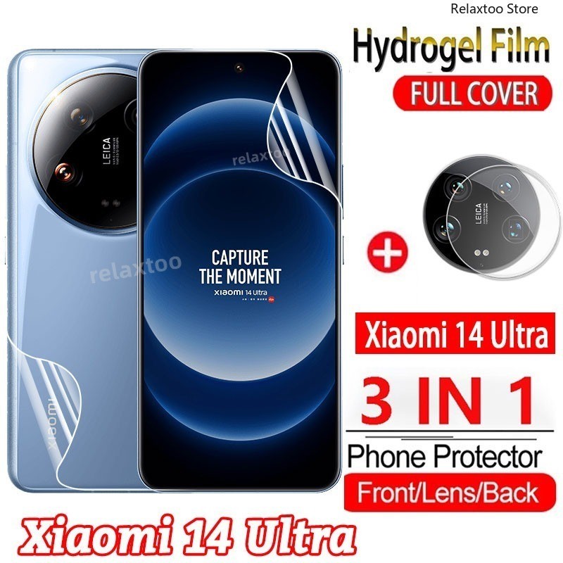 3in1 ฟิล์มไฮโดรเจลนิ่ม กันรอยหน้าจอ และกล้องหลัง สําหรับ Xiaomi14 5G Xiaomi 14 Ultra 14T Pro Lite 14Pro 14Ultra 14TPro 14Lite 5G