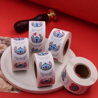 500 ชิ้น/ม้วน Lilo & Stitch Round Self-Tailing ตกแต่งคู่มือรายวัน