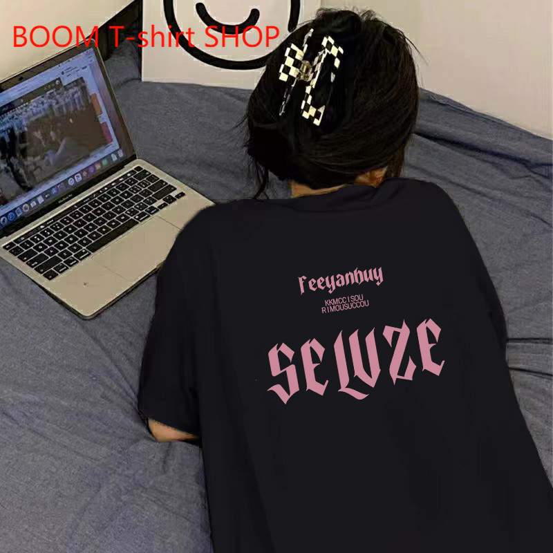 （จัดส่งตลอด 24 ชั่วโมง）BOOM SHOP เสื้อยืดแขนสั้น ผ้าฝ้าย ทรงโอเวอร์ไซส์ สไตล์เกาหลี