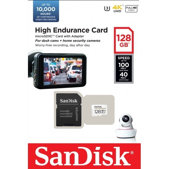 ที่เก็บความจำ SANDISK High Endurance Micro SDcard แท้ 128GB [100/40MB/s] UHS-I Class10 U3 V30 Memory
