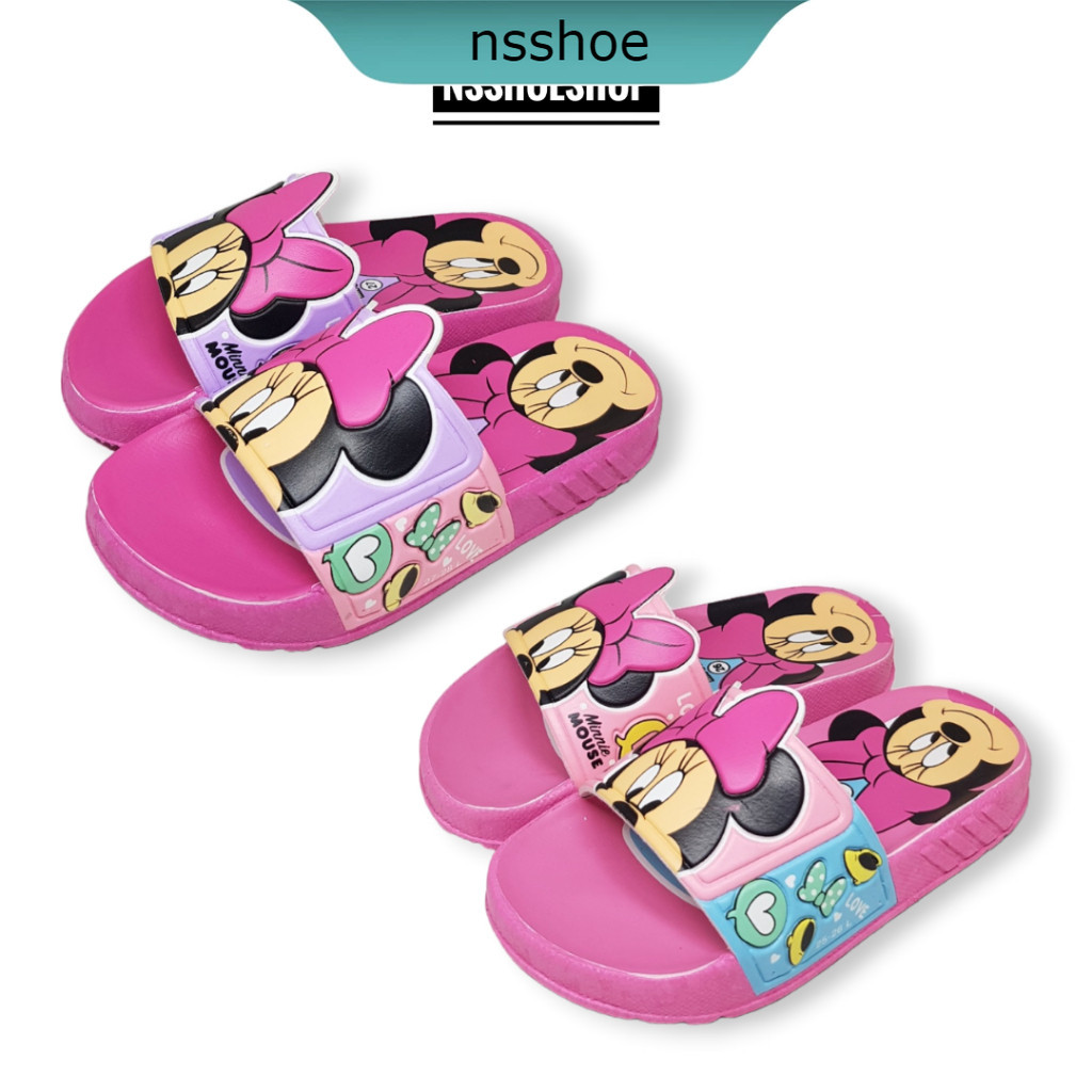[พร้อมส่ง] รองเท้าแตะสวมเด็กผู้หญิง รุ่น MN518 มินนี่เมาส์ ลิขสิทธิ์แท้ size 25-30