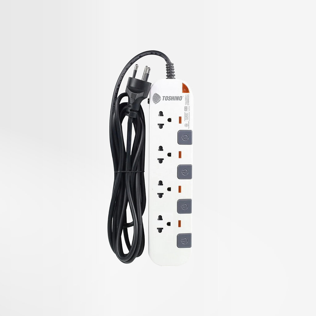 TOSHINO รางปลั๊ก 4ช่อง 4 สวิตซ์ 3 เมตร รุ่น P4375-3M WG