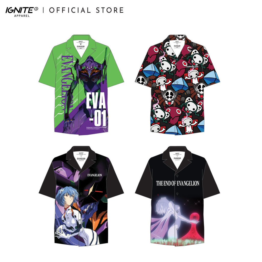 [พร้อมส่ง] Ignite EVANGELION Apparel เสื้อเชิ้ตฮาวาย EVANGELION สงวนลิขสิทธิ์