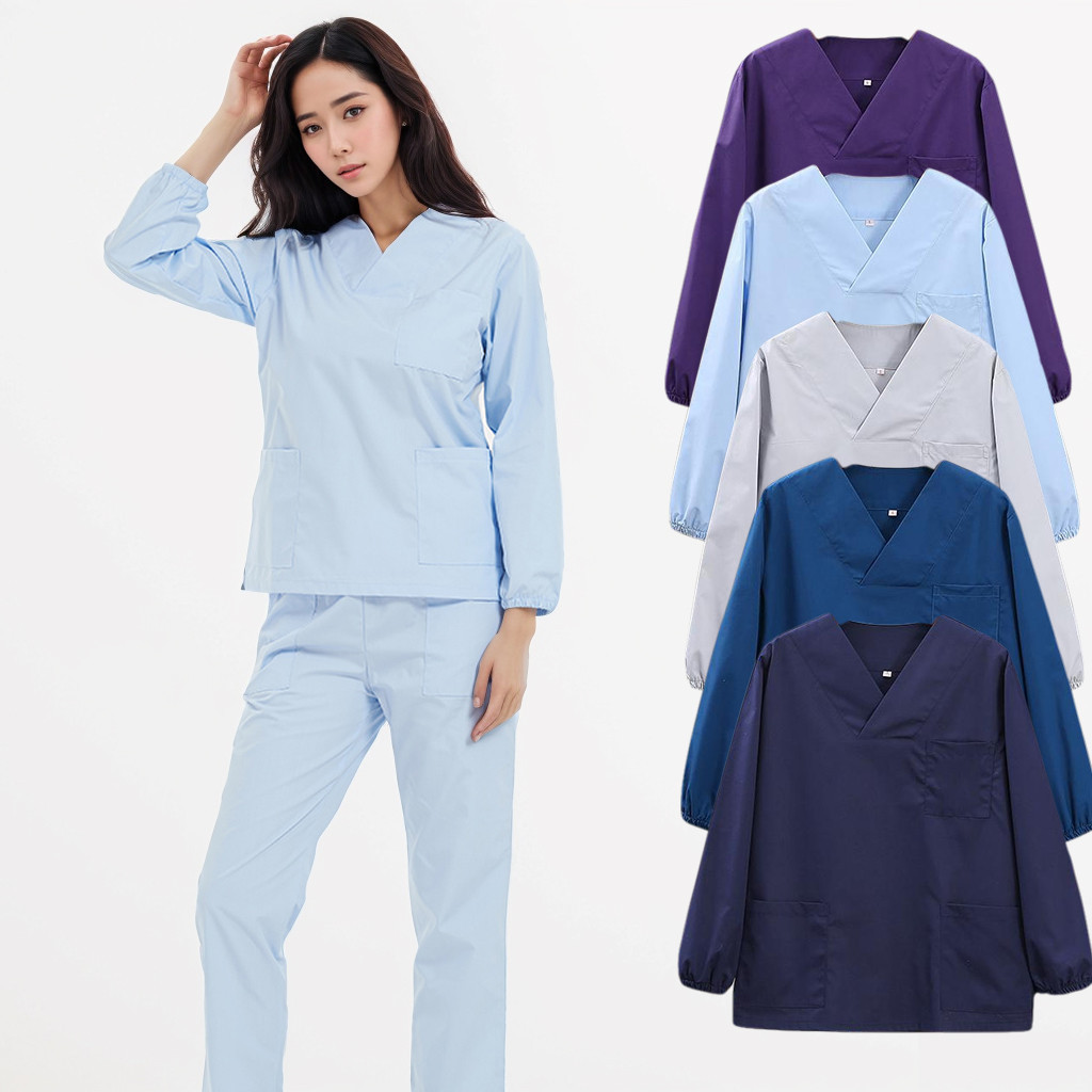 【เสื้อ + กางเกง】ชุดสูทแขนยาว แบบเต็มตัว สําหรับผู้หญิง ใส่ผ่าตัด ใส่ในโรงพยาบาล ทันตกรรม