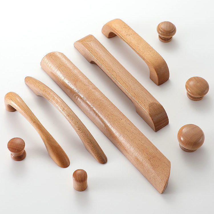 มือจับประตูตู้เสื้อผ้า ลิ้นชัก แบบไม้เนื้อแข็ง สไตล์นอร์ดิก แบบเรียบง่าย - รูปที่ 7