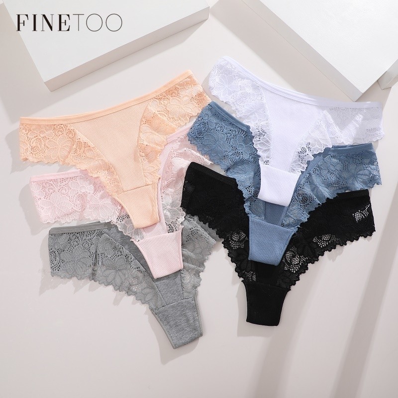 Finetoo กางเกงชั้นใน ผ้าฝ้าย ลูกไม้ เซ็กซี่ สําหรับผู้หญิง