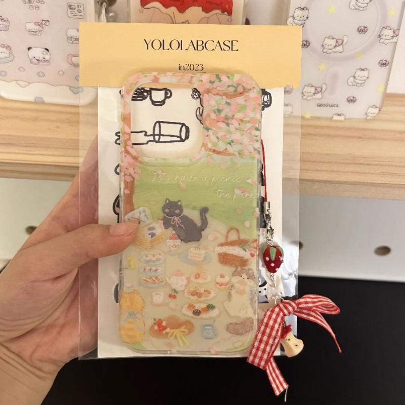 French Camping Cat Phone Case for iPhone 14/13P 15Promax Girl 13/12 Soft Mini/11xs