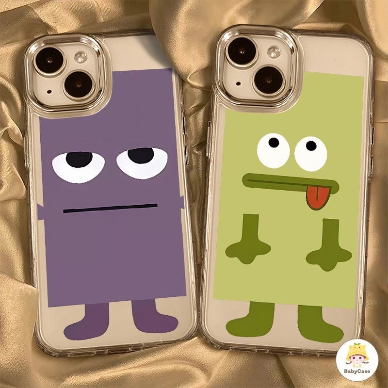หรูหราชุบเลนส์โลหะน่ารักการ์ตูนตลกนิพจน์คู่กรณีเข้ากันได้สำหรับ IPhone XR 11 12 15 13 14 Pro Max 7 8 Plus X XS Max