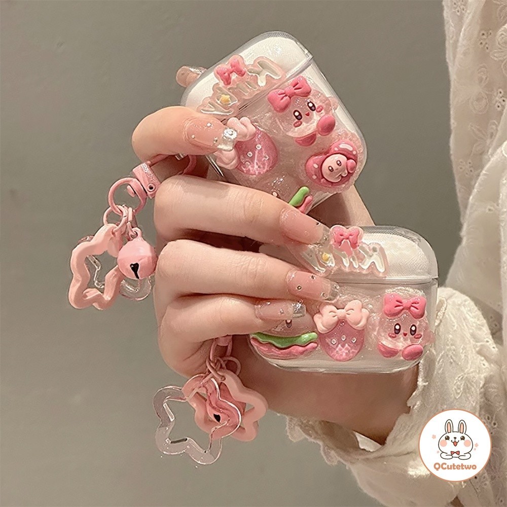 เคสหูฟังไร้สาย ลายกลิตเตอร์ 3D สีชมพู พร้อมจี้ สําหรับ Airpods Pro 2 Airpods 1 2 3