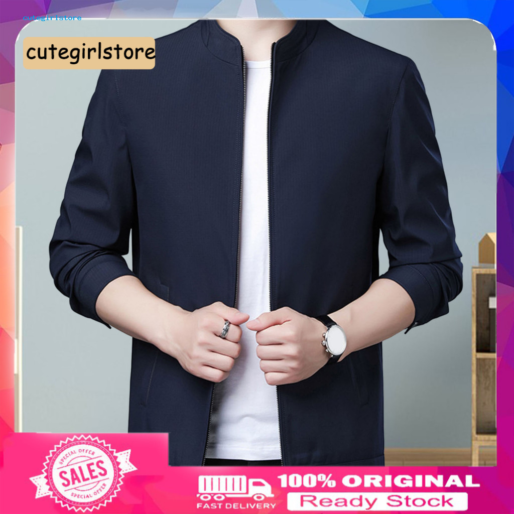 Cute_ เสื้อแจ็กเก็ตสูท มีซิป หลายสี สไตล์นักธุรกิจ และทางการ สําหรับผู้ชาย