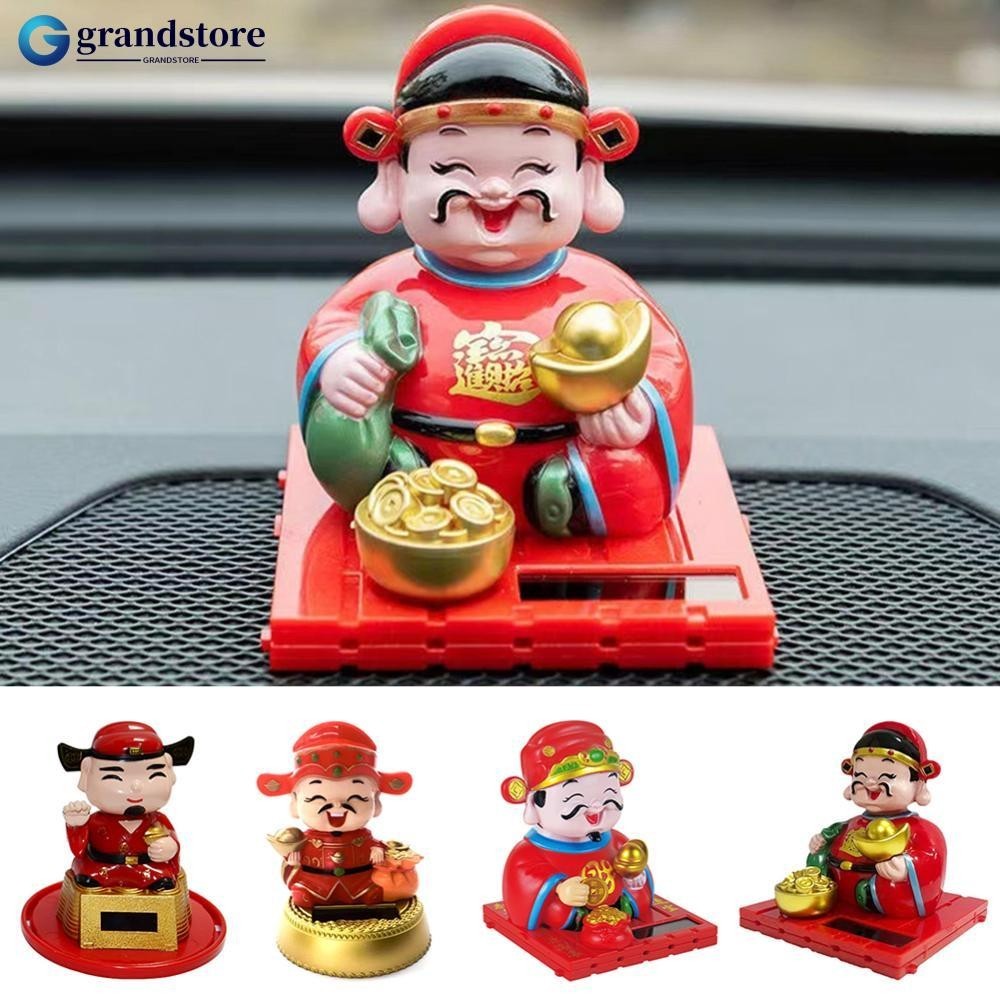Grandstore หัวเขย่าพลังงานแสงอาทิตย์ ลายการ์ตูน The God of Wealth สําหรับตกแต่งภายในรถยนต์ I3M2