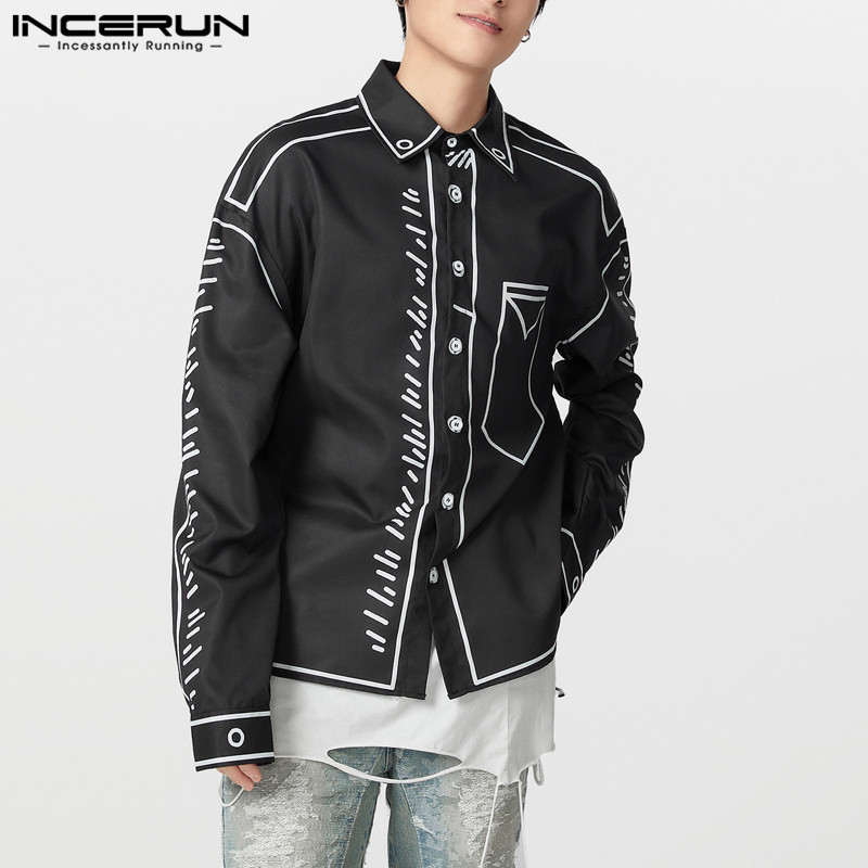 เสื้อพักผ่อนพิมพ์ลายการ์ตูนผู้ชายINCERUN Casual Commuting