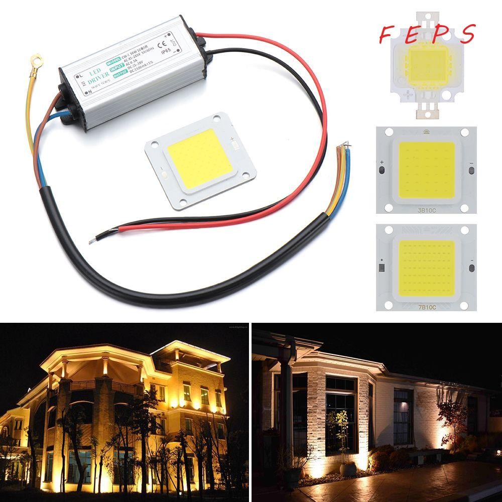 Feps LED COB ชิป DIY Floodlight Spotlight AC 85-265V สําหรับโคมไฟหลอดไฟน้ําท่วมพร้อมไดรเวอร์แหล่งจ่ายไฟ