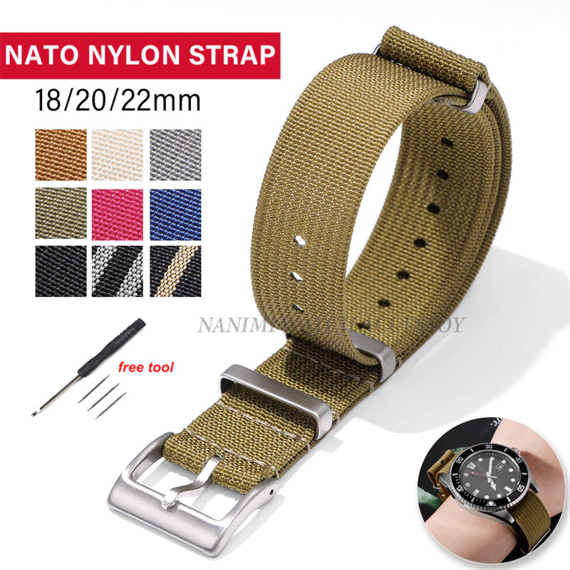 ไนลอน NATO Universal สายนาฬิกา 18 มม.20 มม.22 มม.ผ้าใบกีฬาสาน One Loop Zulu สายนาฬิกาผู้ชายผู้หญิงสร้อยข้อมือเข็มขัดข้อมือ